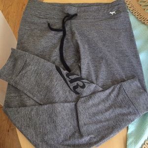 VS Pink navy blue and gray jogger leggings (L)